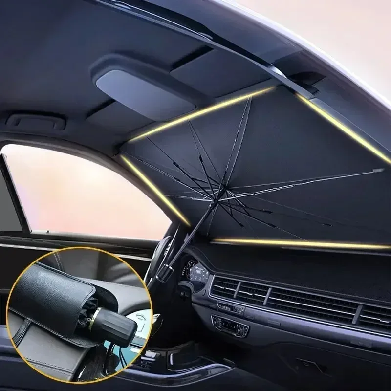 車用サンシェード、フロントガラス用傘型サンシェード、折りたた - Car Sunshade Windshield Umbrella Foldable のレビューと価格