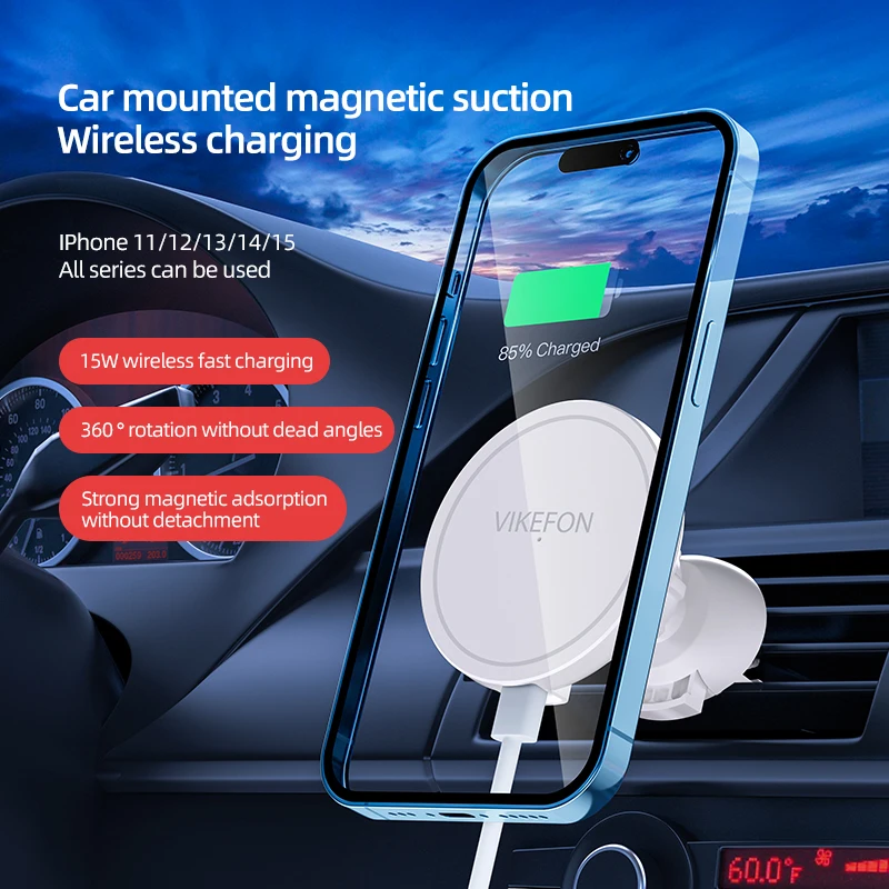 VIKEFON マグネティックカーワイヤレス充電器 iPho - Magnetic Phone Holder For Car Vent のレビューと価格