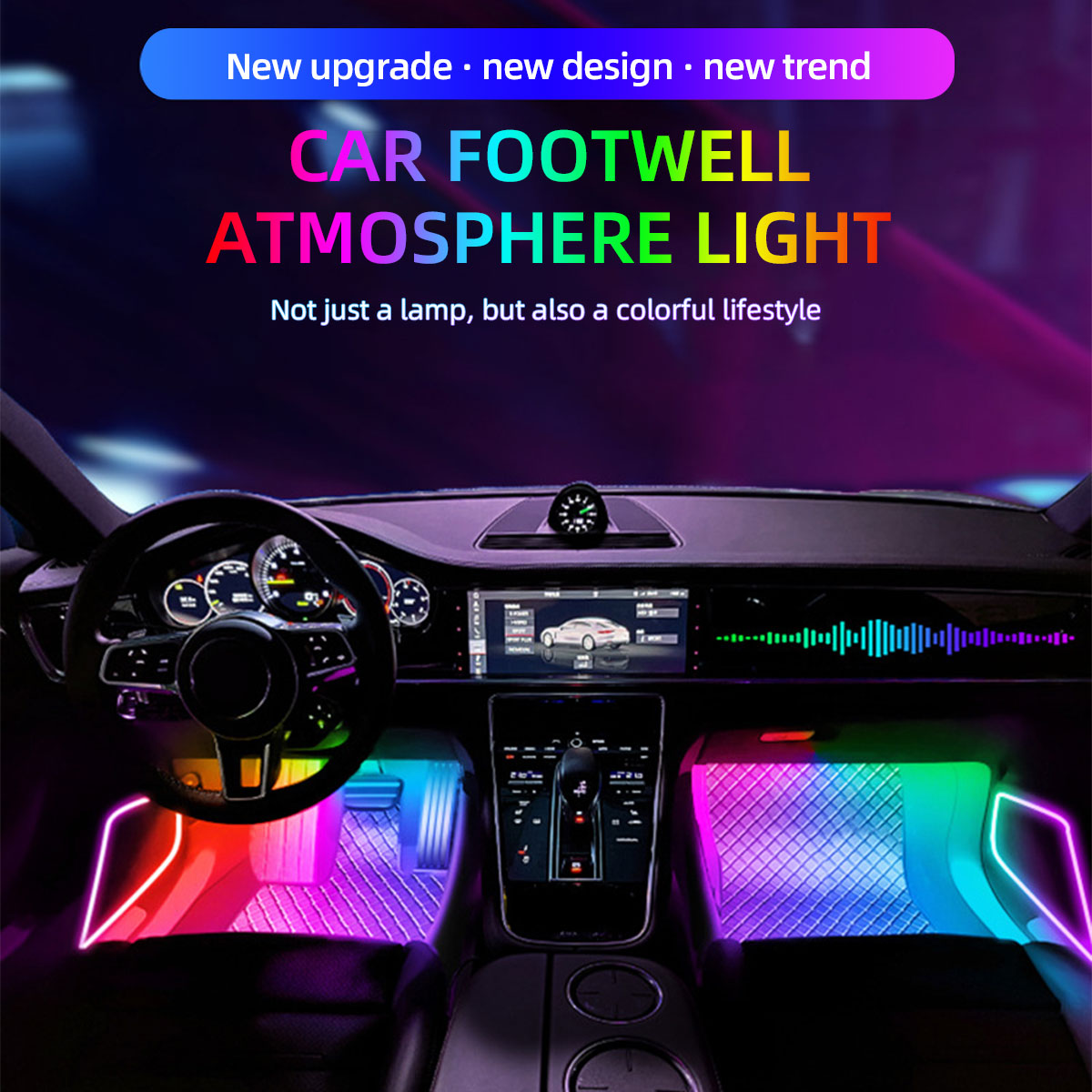 2/4in1 12/18 LED RGB レインボー雰囲気装 - Led Ambient Interior Car Lights App Control のレビューと価格