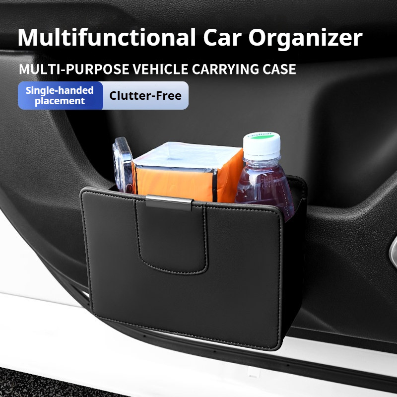 車用ゴミ箱 吊り下げ式レザーゴミ袋 シートバック収納ボックス - Waterproof Car Trash Can With Lid のレビューと価格