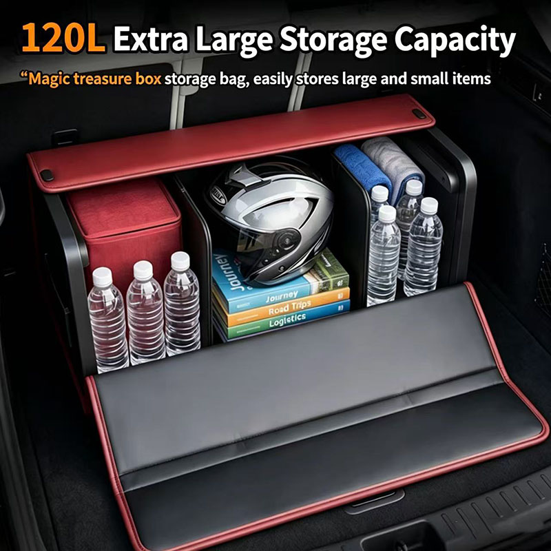 車のトランクオーガナイザーボックスナッパレザー大容量折りたた - Car Trunk Organizer Foldable Storage Box のレビューと価格