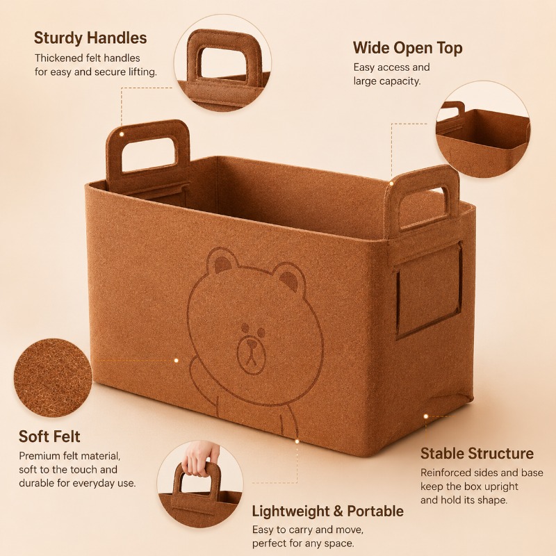 20L大型フェルト製トランクオーガナイザー、かわいいクマの折 - Car Trunk Organizer Foldable Storage Box のレビューと価格