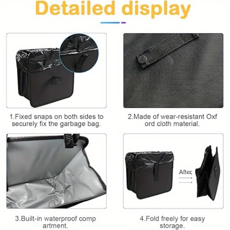 多機能防水折りたたみ式車用ゴミ箱ゴミ箱バッグ収納ポケットオー - Waterproof Car Trash Can With Lid のレビューと価格