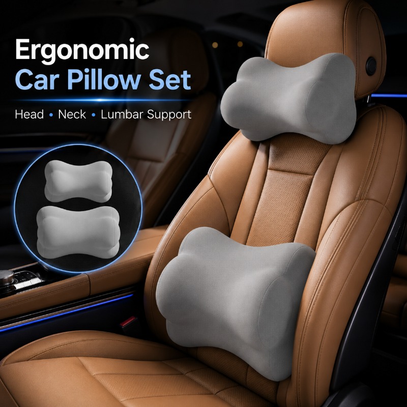 ユニバーサルカーヘッドレストネックピロー、ランバーサポートク - Memory Foam Car Neck Pillow Lumbar Support のレビューと価格