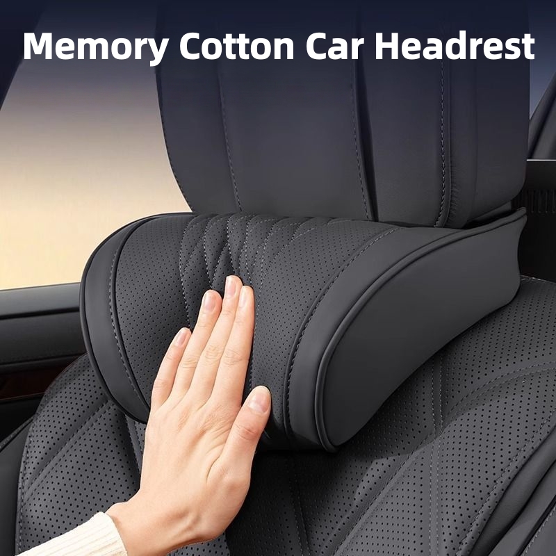 豪華なメモリーフォーム車用ヘッドレストクッション、レザーカバ - Memory Foam Car Neck Pillow Lumbar Support のレビューと価格