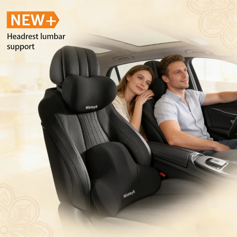 車用メモリーフォームネックピロー＆ランバーサポートセット、通 - Memory Foam Car Neck Pillow Lumbar Support のレビューと価格