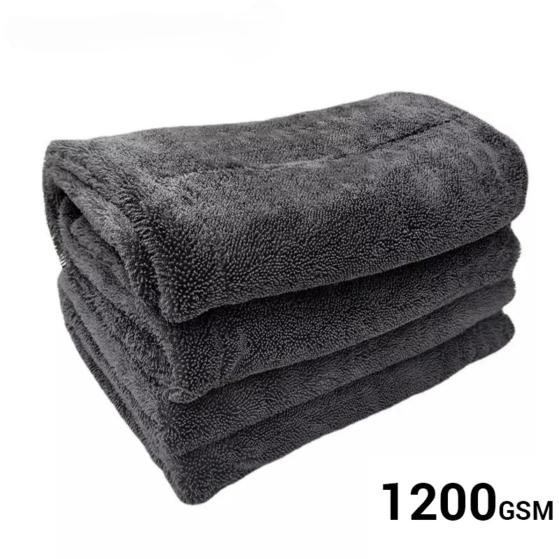 1200GSMカーウォッシュタオル マイクロファイバー両面超 - Microfiber Car Drying Towel Super Absorbent のレビューと価格