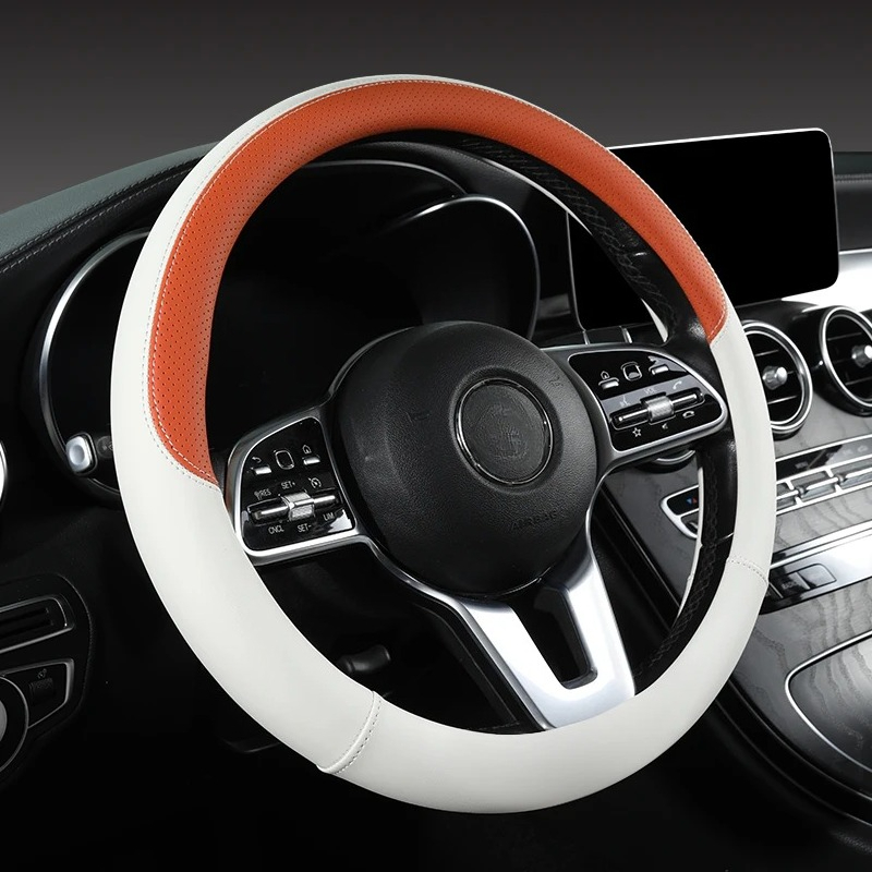 穴あきナッパレザー車のステアリングホイールカバー冬は暖かく、 - Car Steering Wheel Cover Anti Slip Breathable のレビューと価格