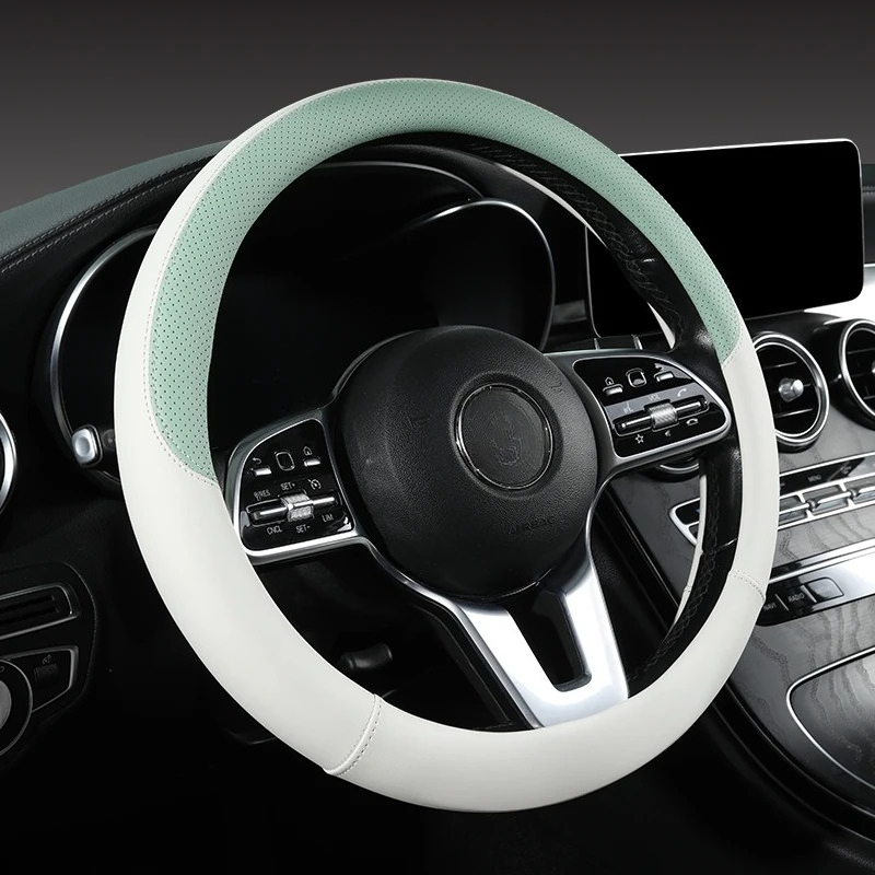 穴あきナッパレザー車のステアリングホイールカバー冬は暖かく、 - Car Steering Wheel Cover Anti Slip Breathable のレビューと価格