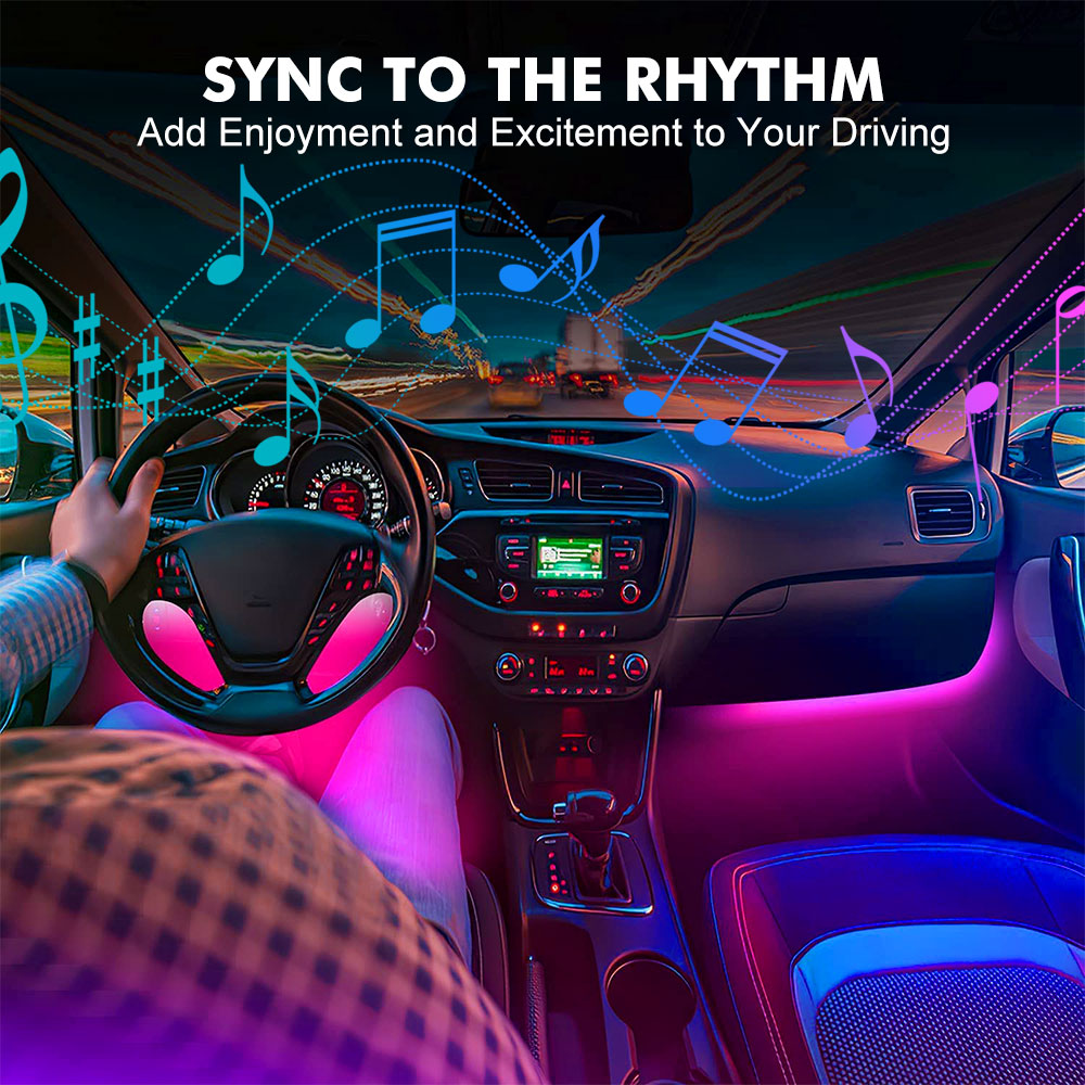 ネオンLED車内ライト APP音楽リモコン RGBアンダーグ - Led Ambient Interior Car Lights App Control のレビューと価格