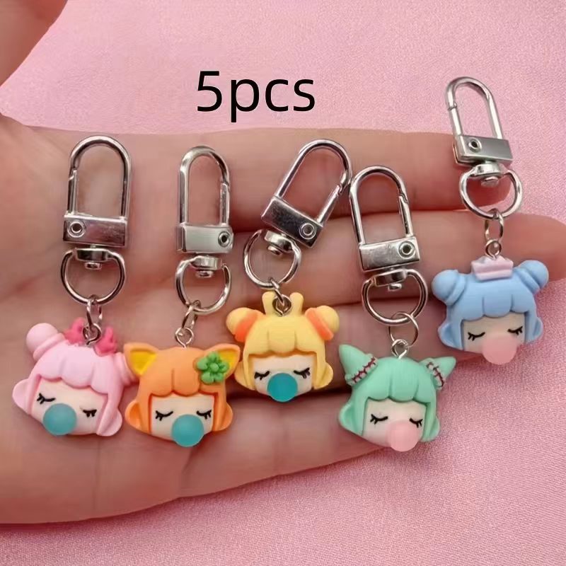 樹脂製の女の子キーホルダー5個セット、バッグや車のアクセサリ - Car Accessories のレビューと価格