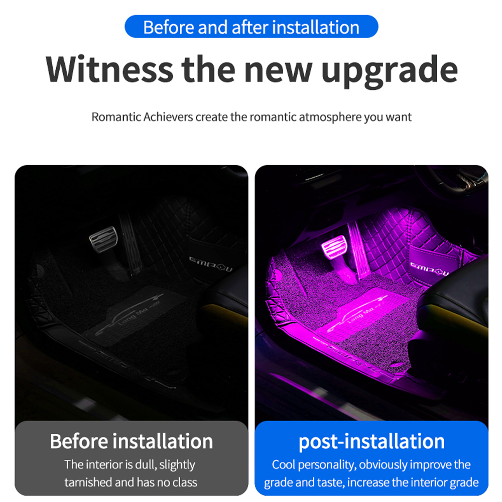 車内装飾ライト 車内雰囲気ランプ アプリ制御 車内雰囲気LE - Led Ambient Interior Car Lights App Control のレビューと価格