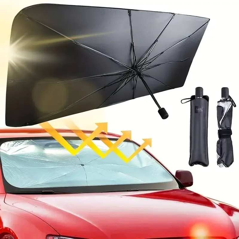 車のサンシェードフロントガラス傘フロントサンシェードパラソル - Car Sunshade Windshield Umbrella Foldable のレビューと価格