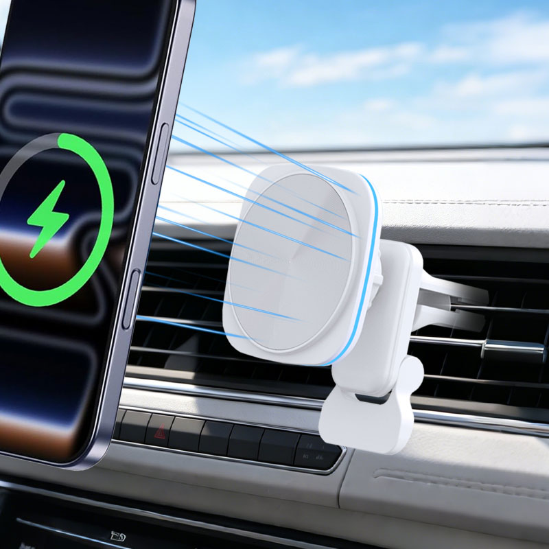 15W磁気式車載ワイヤレス充電器、LEDライト付きエアベント - Magnetic Phone Holder For Car Vent のレビューと価格