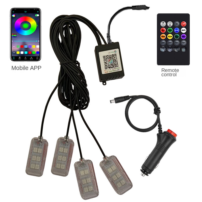 デュアルコントロールLED車内アンビエントフットライト,US - Led Ambient Interior Car Lights App Control のレビューと価格