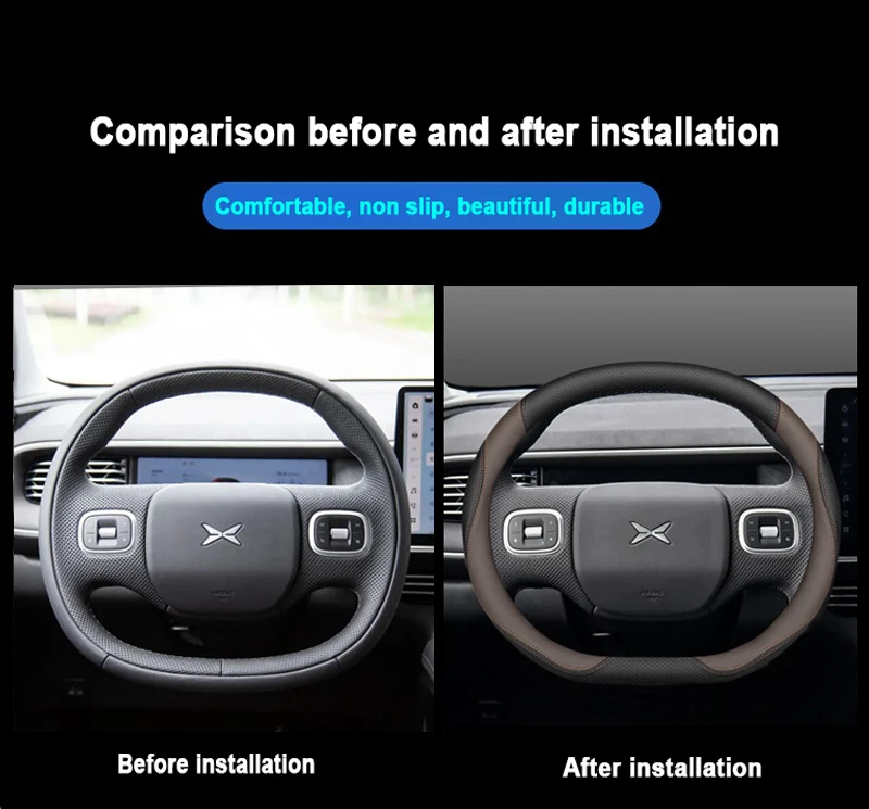 車のステアリングホイールカバーラップホルダー Xpeng G - Car Steering Wheel Cover Anti Slip Breathable のレビューと価格