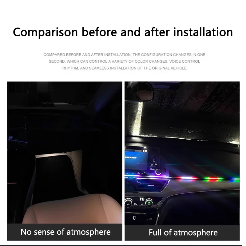 カラフルな LED 車内隠しアプリリモコン雰囲気ランプ US - Led Ambient Interior Car Lights App Control のレビューと価格