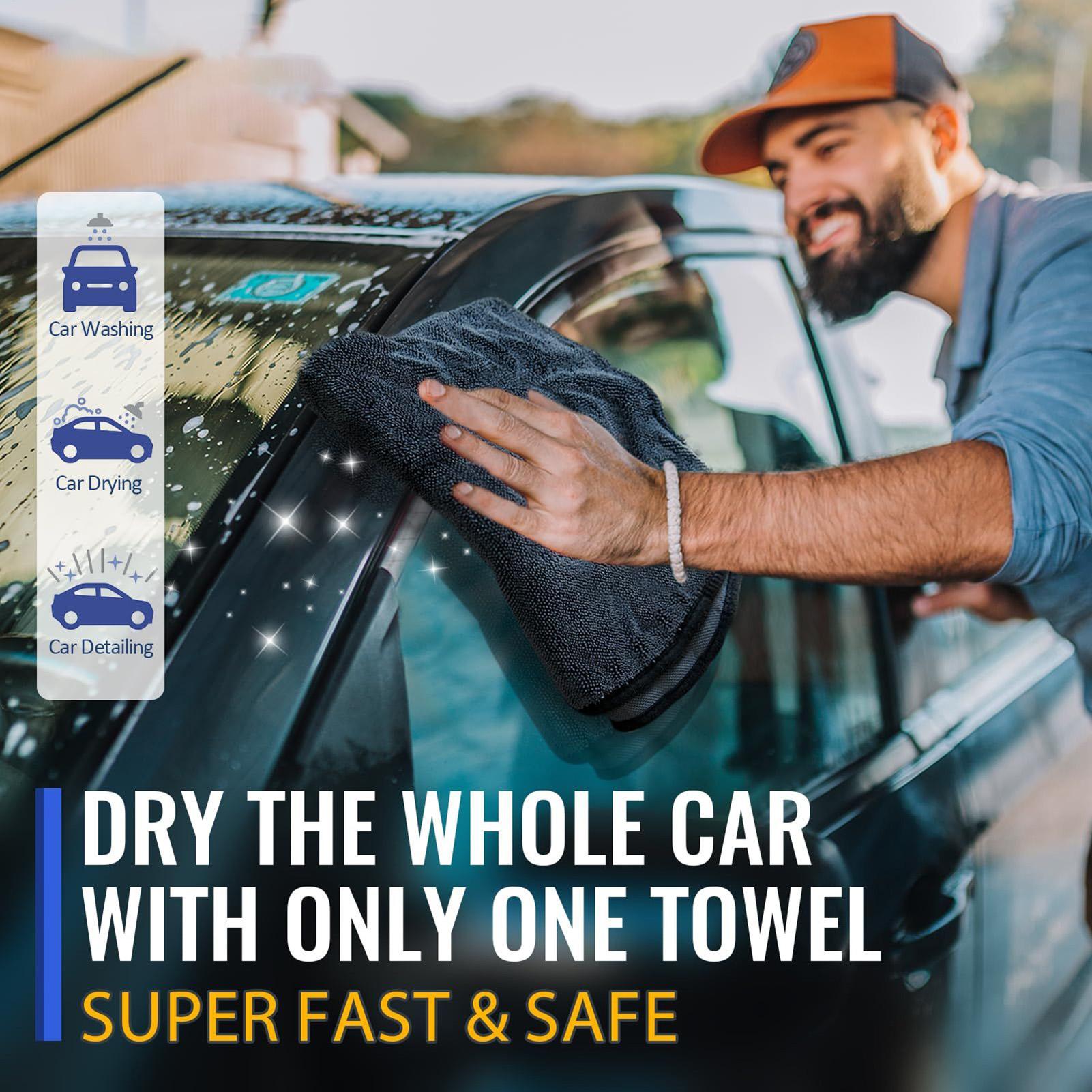 強力吸水マイクロファイバーカータオル、傷防止乾燥クリーニング - Microfiber Car Drying Towel Super Absorbent のレビューと価格