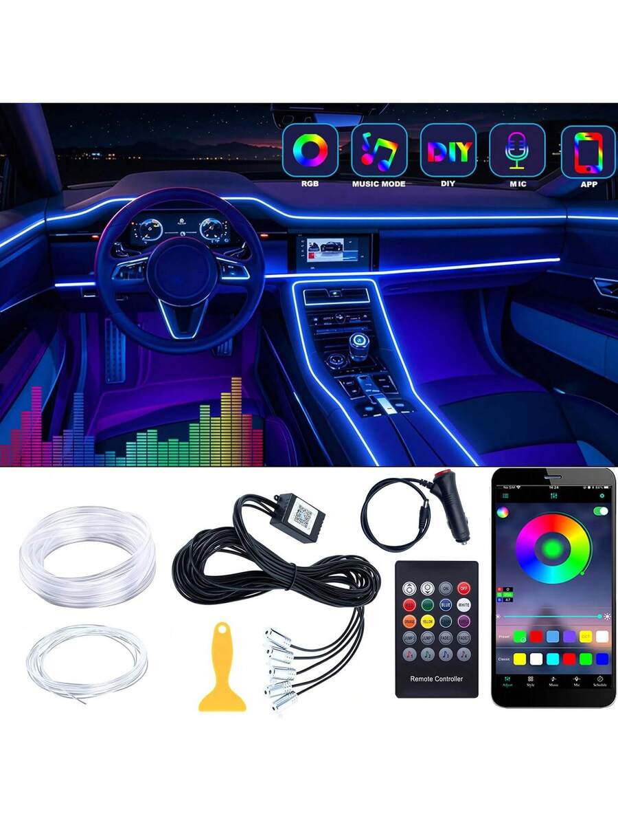 RGB 5-in-1アンビエント照明キット、236インチ光フ - Led Ambient Interior Car Lights App Control のレビューと価格