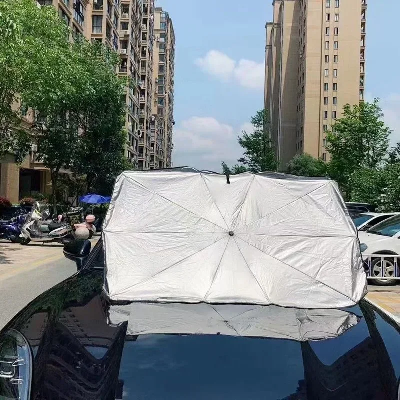 折りたたみ式車用サンシェード傘、銀色の接着剤UVカット断熱ポ - Car Sunshade Windshield Umbrella Foldable のレビューと価格