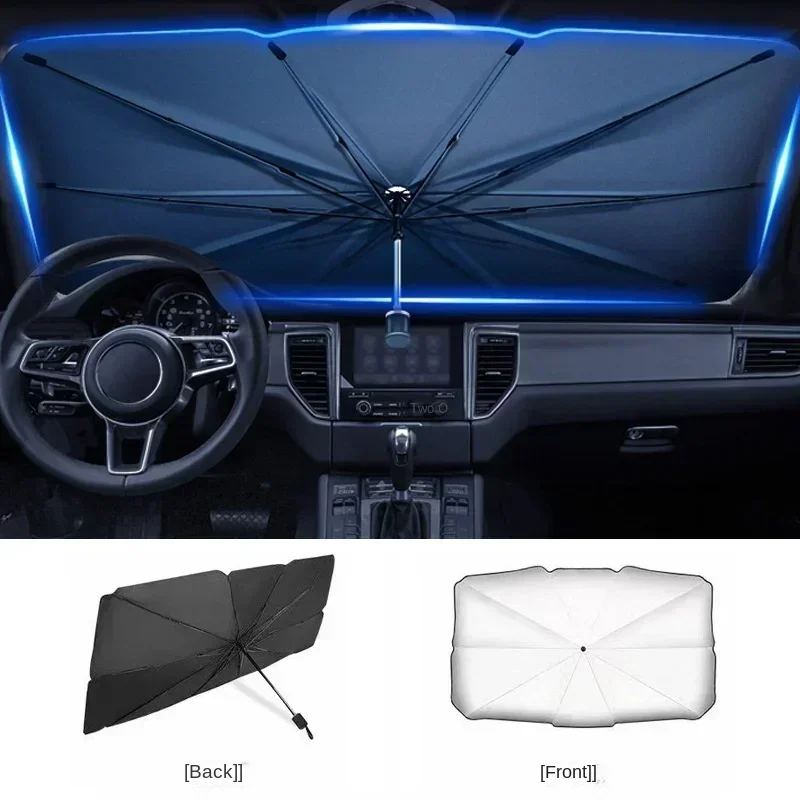 折りたたみ式車用サンシェード傘、銀色の接着剤UVカット断熱ポ - Car Sunshade Windshield Umbrella Foldable のレビューと価格