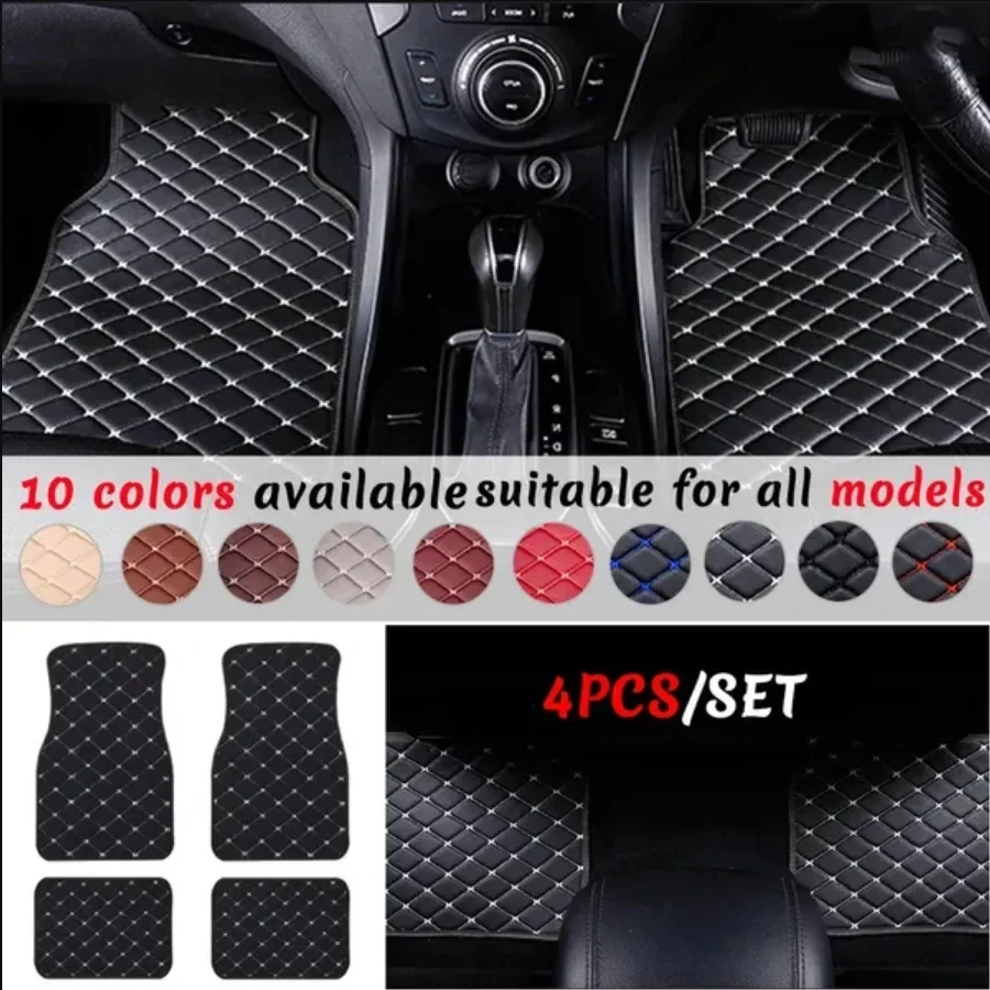 車のフロアマット 4 個ユニバーサル Pu レザー防水自動フ - Car Floor Mats Universal Waterproof Leather のレビューと価格