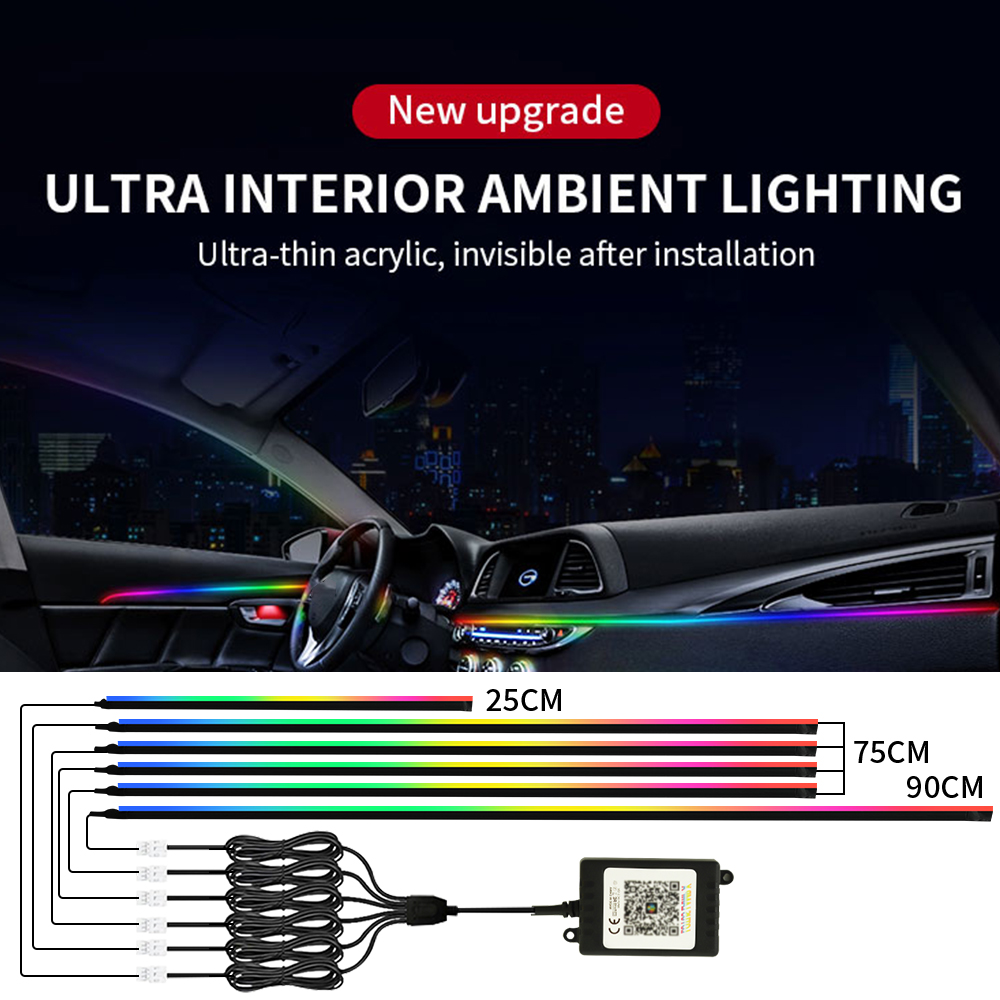 シンフォニーカーアンビエントライトキット 18 in 1 L - Led Ambient Interior Car Lights App Control のレビューと価格