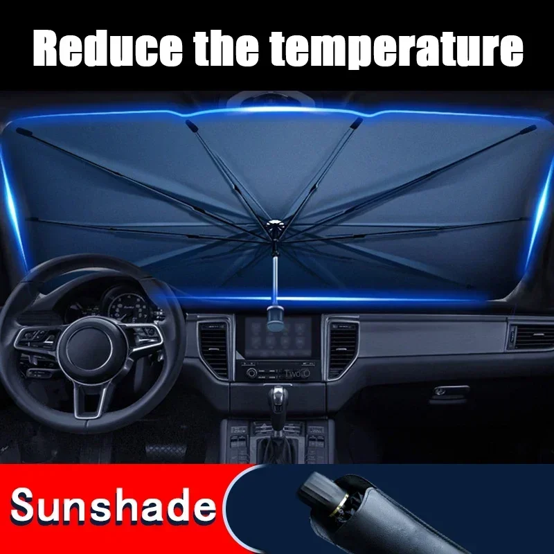 車用傘型フロントガラスサンシェード、折りたたみ式日よけ、UV - Car Sunshade Windshield Umbrella Foldable のレビューと価格