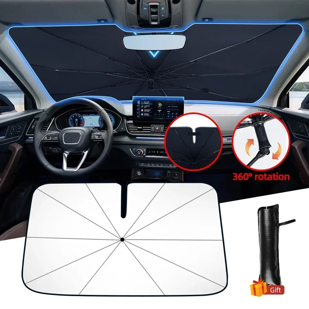 車用傘型フロントガラスサンシェード、折りたたみ式日よけ、UV - Car Sunshade Windshield Umbrella Foldable のレビューと価格
