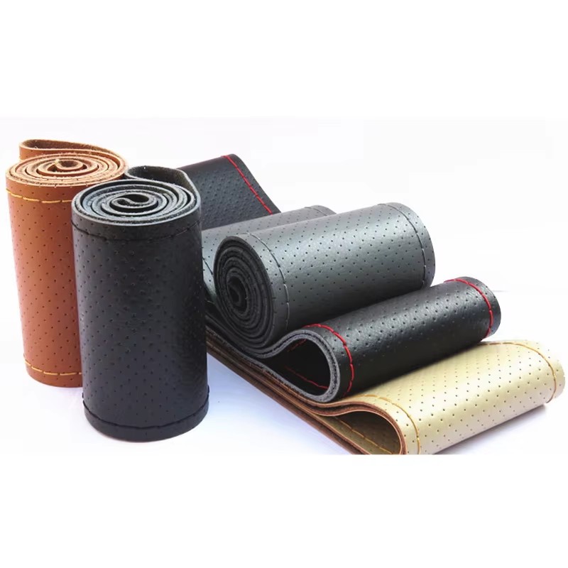 新しい 36 38 40 センチメートル本革自動車ステアリン - Car Steering Wheel Cover Anti Slip Breathable のレビューと価格